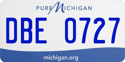 MI license plate DBE0727