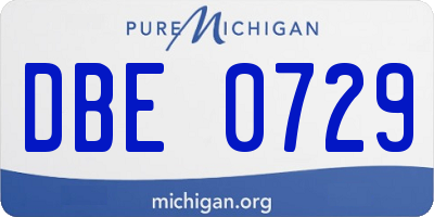 MI license plate DBE0729