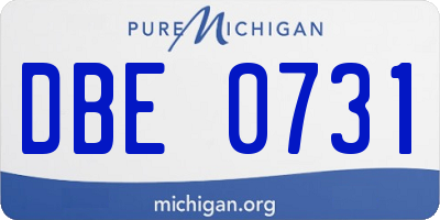 MI license plate DBE0731