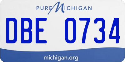 MI license plate DBE0734