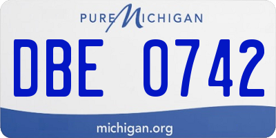 MI license plate DBE0742