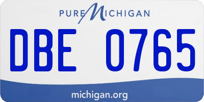 MI license plate DBE0765