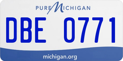 MI license plate DBE0771