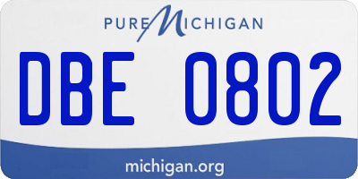 MI license plate DBE0802