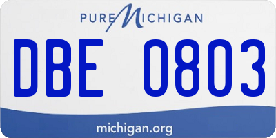 MI license plate DBE0803
