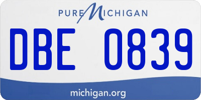 MI license plate DBE0839