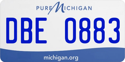 MI license plate DBE0883