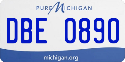 MI license plate DBE0890