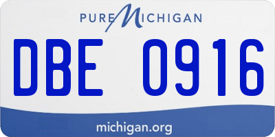 MI license plate DBE0916