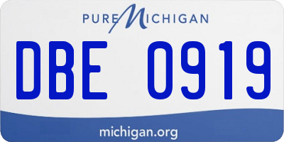 MI license plate DBE0919