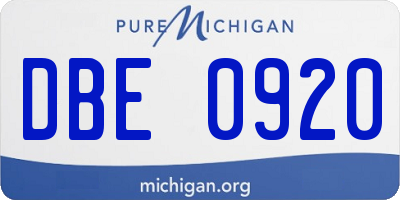 MI license plate DBE0920
