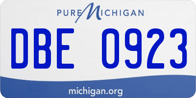 MI license plate DBE0923