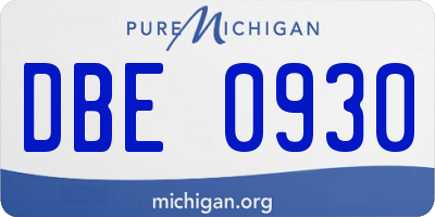 MI license plate DBE0930