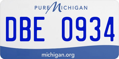 MI license plate DBE0934