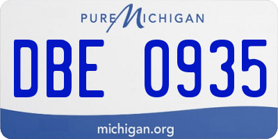 MI license plate DBE0935