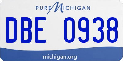 MI license plate DBE0938