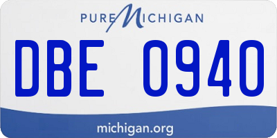 MI license plate DBE0940