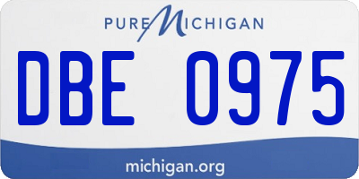 MI license plate DBE0975