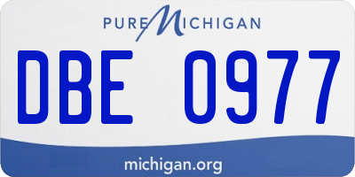 MI license plate DBE0977