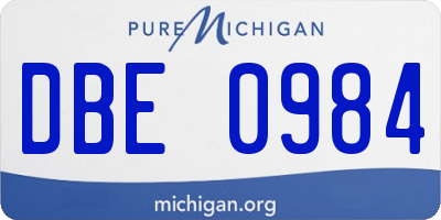 MI license plate DBE0984