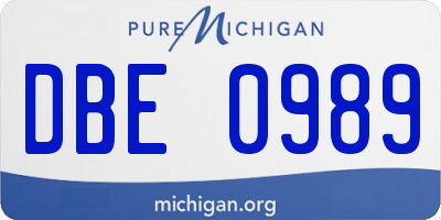 MI license plate DBE0989