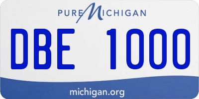 MI license plate DBE1000