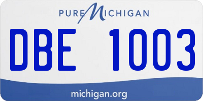 MI license plate DBE1003