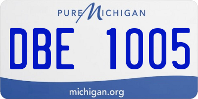 MI license plate DBE1005