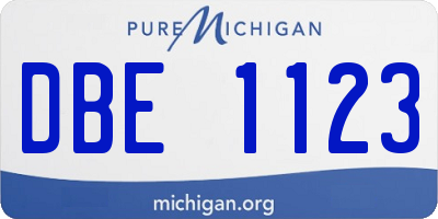 MI license plate DBE1123