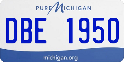MI license plate DBE1950