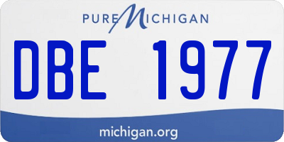 MI license plate DBE1977
