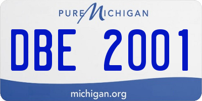 MI license plate DBE2001