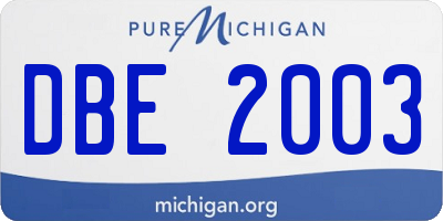 MI license plate DBE2003