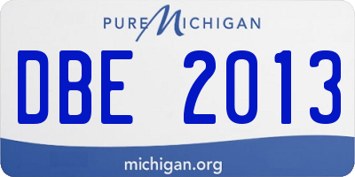 MI license plate DBE2013