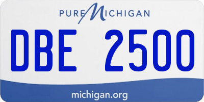 MI license plate DBE2500