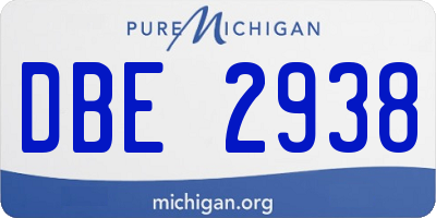 MI license plate DBE2938