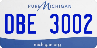 MI license plate DBE3002
