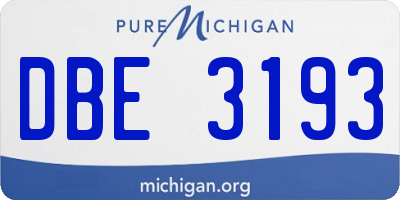 MI license plate DBE3193