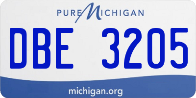 MI license plate DBE3205