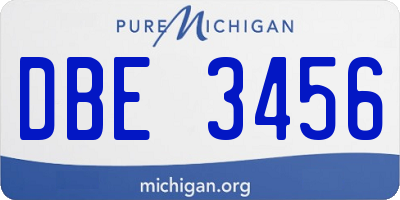 MI license plate DBE3456