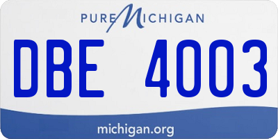 MI license plate DBE4003