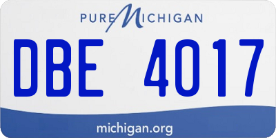 MI license plate DBE4017