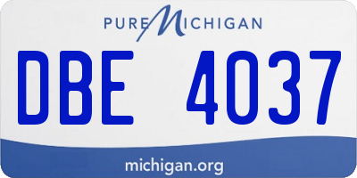MI license plate DBE4037