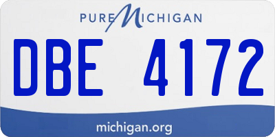 MI license plate DBE4172