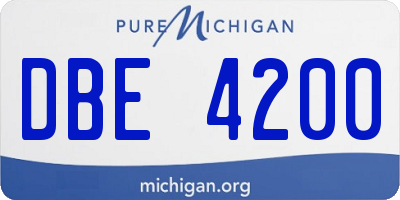 MI license plate DBE4200