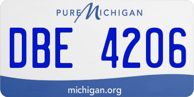 MI license plate DBE4206