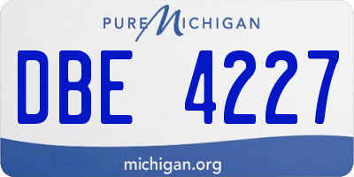 MI license plate DBE4227