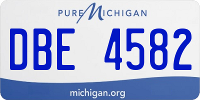 MI license plate DBE4582