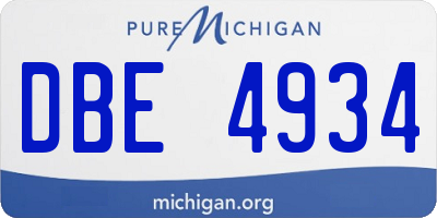MI license plate DBE4934