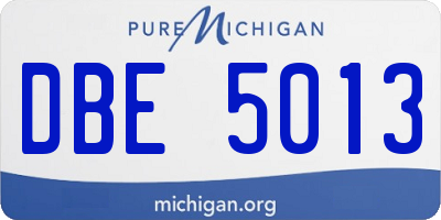 MI license plate DBE5013